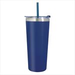 Blue Tumbler with Matching Lid and Straw